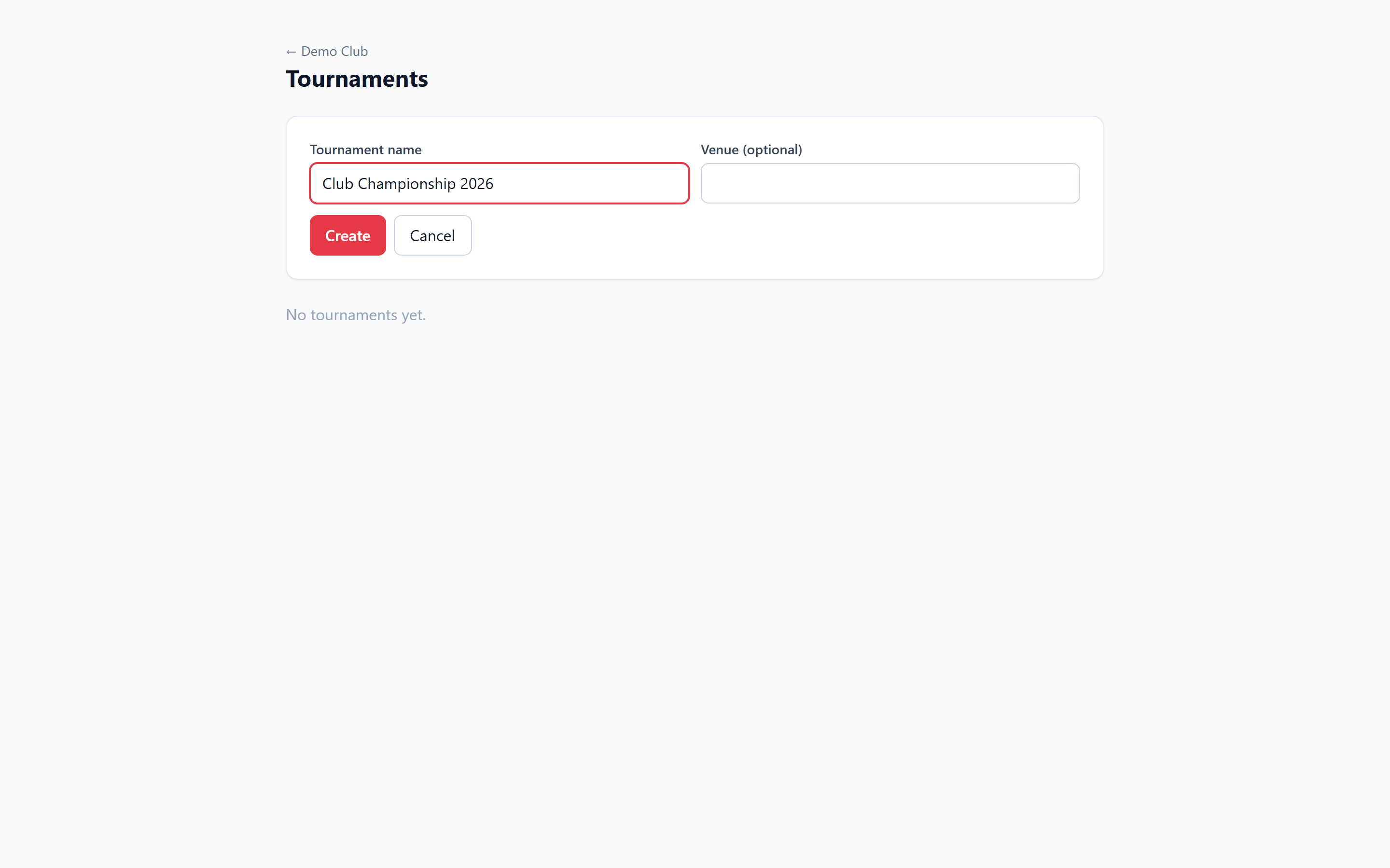 8. Create a tournament